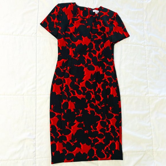 Calvin Klein Dresses & Skirts - Calvin Kein Red and Black Dress Size 8